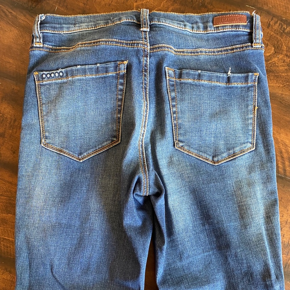 Blank NYC Distressed Denim Jeans with Red & White Strips on Sides - Picture 4 of 6